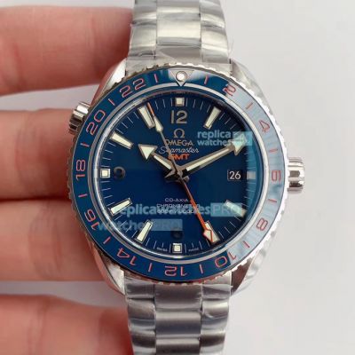 VSF Swiss Replica Omega Seamaster Planet Ocean GMT Watch SS Blue 43.50mm